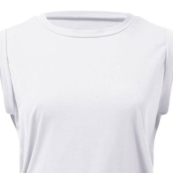 Women Summer Crop Top Sleeveless Round Neck Solid Color Slim Fit Pullover Short Length Fitness Sports Female Clothing