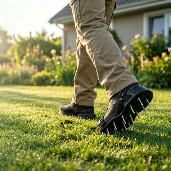 1 Pair Lawn Aerator Shoes Grass Aerator Shoes with Stainless Steel Spikes Soil Aerator Tool for Yard Soil Loosening And Lawn Health (Assembly