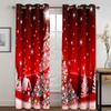 Happy New Year Santa Snowflake Christmas Red Window Curtains Drapes for Kids Bedroom Living Room Kitchen Door Home Decor 2Pieces