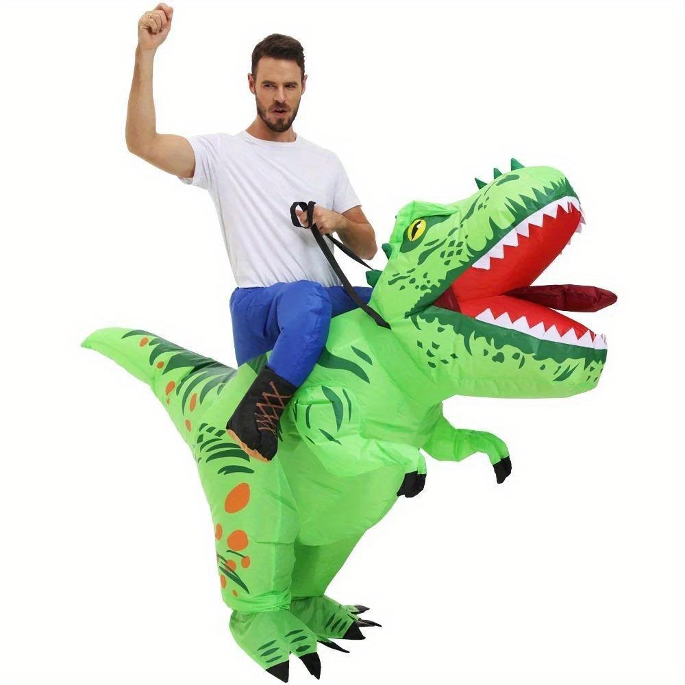 1pcs Halloween Adults Inflatable T-Rex Dinosaur Costume Suit Cosplay Funny Air Blow-up Suits Carnival Christmas Theme Party