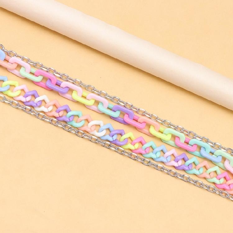 Eye Catching Candy Colored Acrylic Chain Rainbow Color Chain Keychain for Girls Women Fashion Streetwear Accessory
