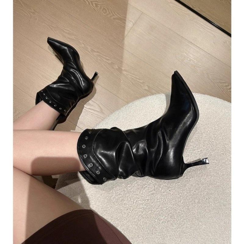 Autunno 2025 Nuovi Stivaletti a Punta con Tacco Alto a Stiletto Temperamento Moda Francese Bellezza Sexy