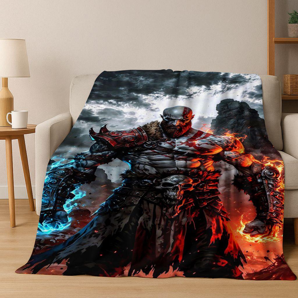 3A Classics God of War Kratos Spel Gamer Flanellen Deken, Warm en Gezellig Zacht Plaid voor Huis Slaapkamer Bed Bank Kinder Cadeau