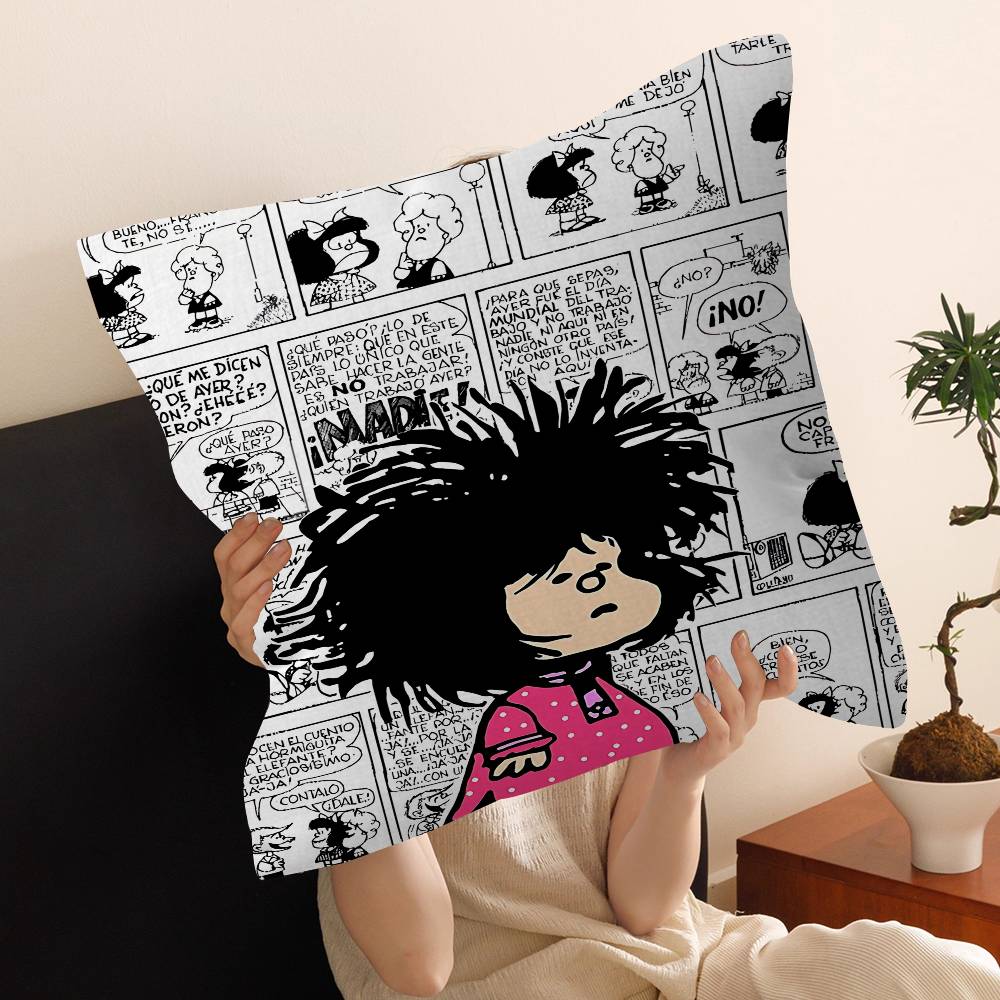 Cute Cartoon Mafalda Personalized Pillow Cover Kids Bedroom Wild Party Decor Pillowcase Kid Birthday Shower Gift