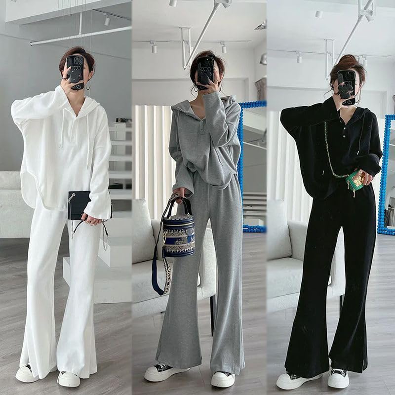 Langarm-Hoodie und Locker Perfekt für Sport oder Einfach und Perfekt für und Herbst [NOLCCTN] Damen 2-Teiliges Set Weite Hosen, Passform,