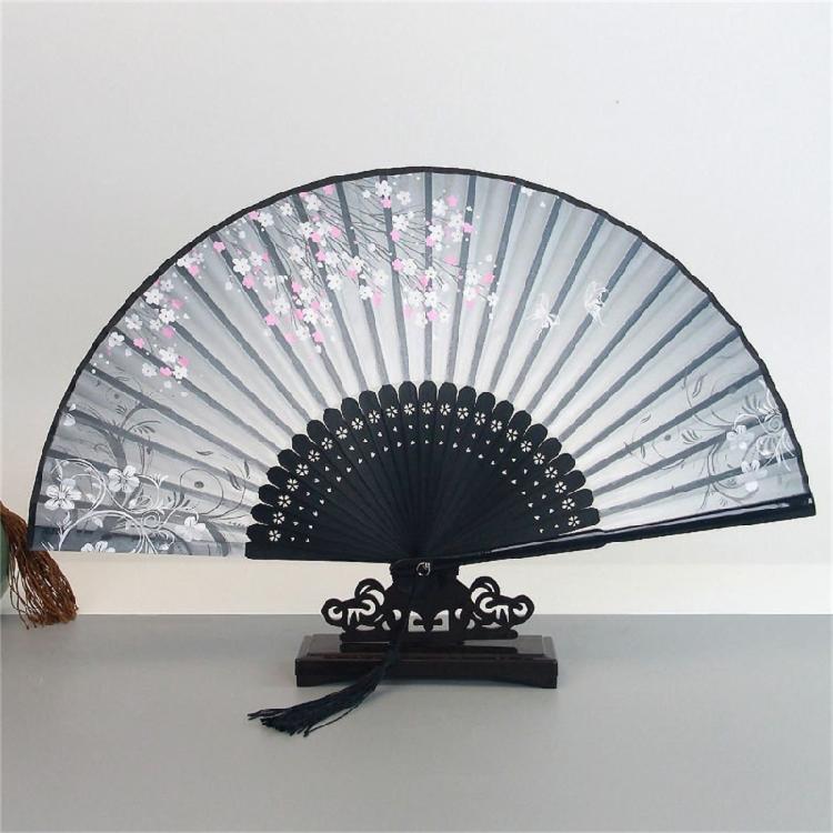 Foldable Bamboos Fan With Flowing Tassels Imitation Silk Handheld Fan For Cooling And Decorative Purposes Holiday Gift