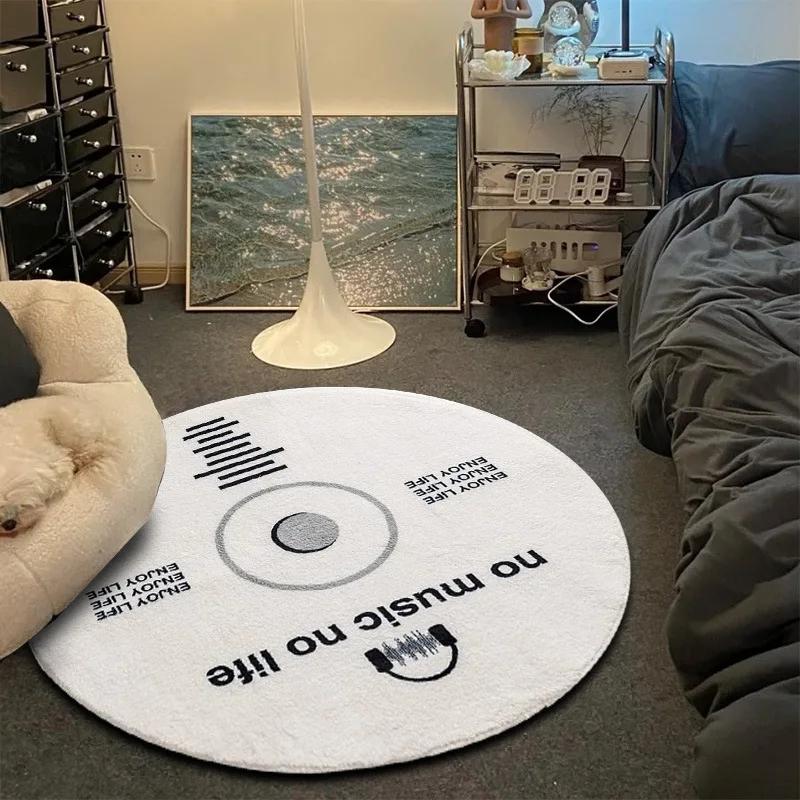Record Music Cd Carpet Round Game Chair Floor Mat Room Decorated Living Room Lounge Large Area Non-Slip Carpet