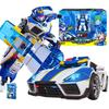 Novo Metal Cardbot Robô Transformador em Carro Figuras de Ação POLICIAL AZUL com Cartão Transformação Brinquedos de Carro para Criança Presente