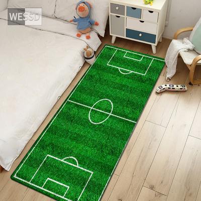 Green Football Rug For Boys 3D Football Field Kids Bedroom Carpet Soft Bedside Mat Cute Bathroom Mat Kawaii Toilet Mat Doormat
