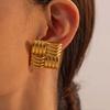 Vintage Gold Color Square Texture Stud Earrings For Women Fashion Metal Geometric Statement Charm Earrings Jewelry Bijoux