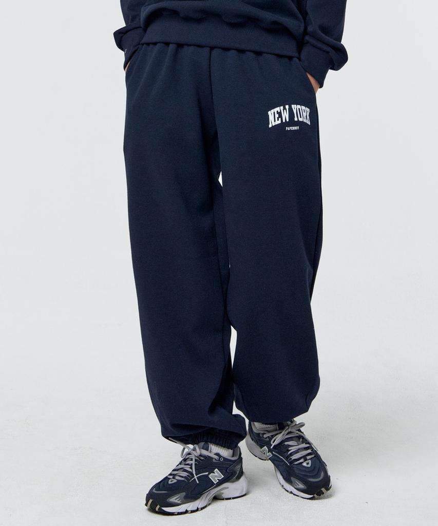 PAPERBOY Basic New York Wide Jogger Pants - Navy (Type A)