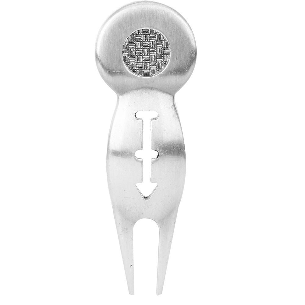 Zinc Alloy Golf Divot Repair Tool Magnet with Marker Line for Training Practicing(silver)