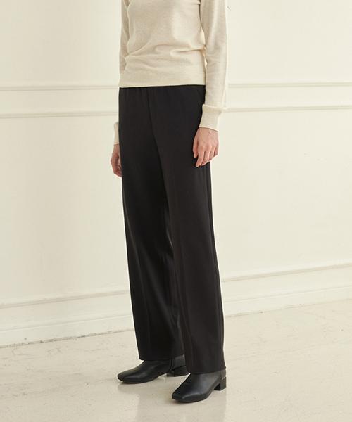 210EDIT Women'S Comfy Semi-Wide Elastic Waist Slacks_Zc3Pt171_Blk