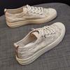 Women's Flat Mesh Cut-out Shoes Thin Soft Bottom Breathable Canvas Shoe Simple Casual Style Spring and Summer