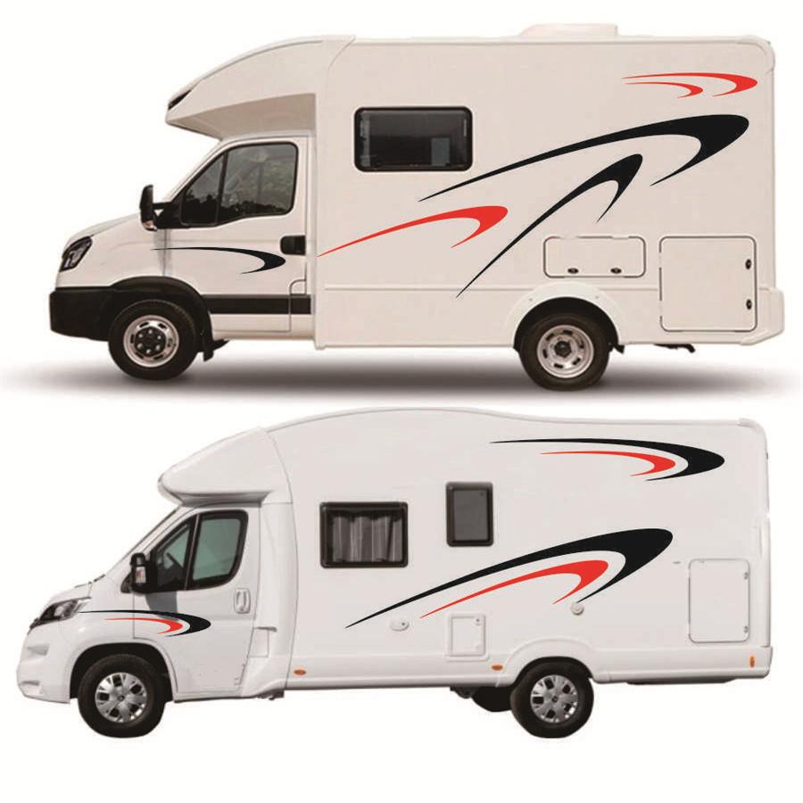 For Camper RV Trailer Stripes Graphics (Two Side) Vinyl Graphics Kit Decals Car Stickers