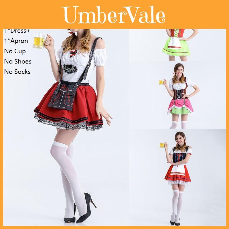 Süßes Vintage Damen Oktoberfest Cosplay Kostüm Deutsches Bier Feiertags Dirndl