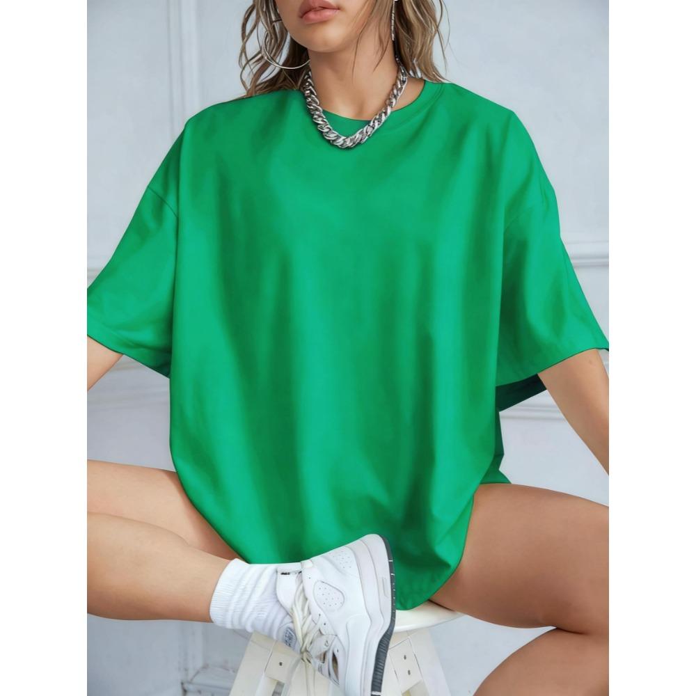 Womens Solid Color Cotton Summer Soft T-Shirt Y2K Oversized T-Shirts Jogging Casual Tops Multicolor Short Sleeve