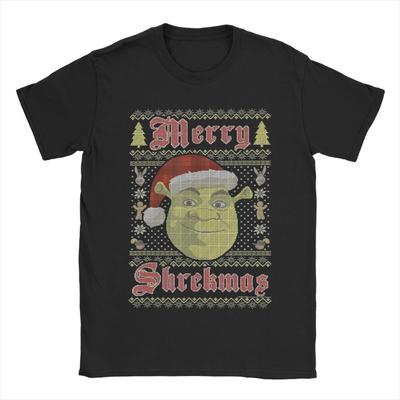 All Seasons Shrekes Merry Shrekmas Ugly Sweater Style Christmas T Shirt For Unisex  100% Cotton T-shirts Short Sleeve Clothing