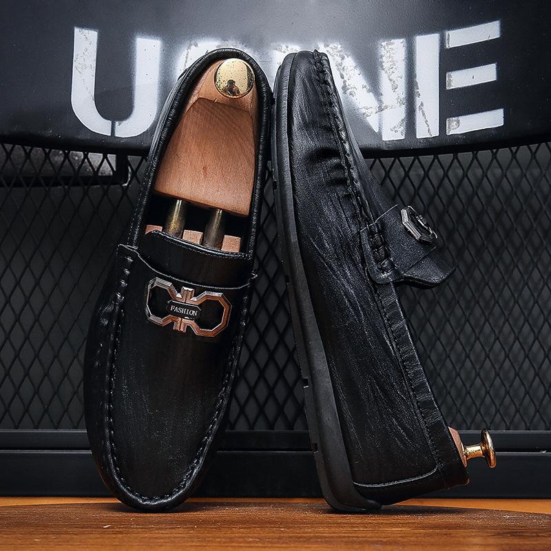 Fashion Men Leather Shoe 2024Summer Trend Light Lazy Casual Shoe Men Driving Shoes Fashion Loafers Shoe Social Shoe Zapatillas De Hombre