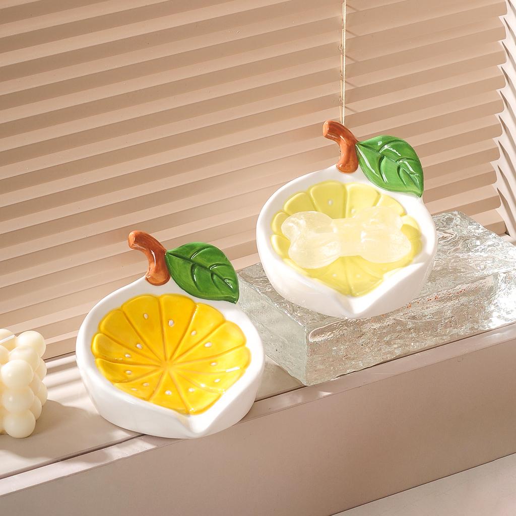Creative Lemon Soap Box Draining Soap Storage Rack No Water Accumulation In Bathroom New Ceramic Soap Dish Bathroom Accessories