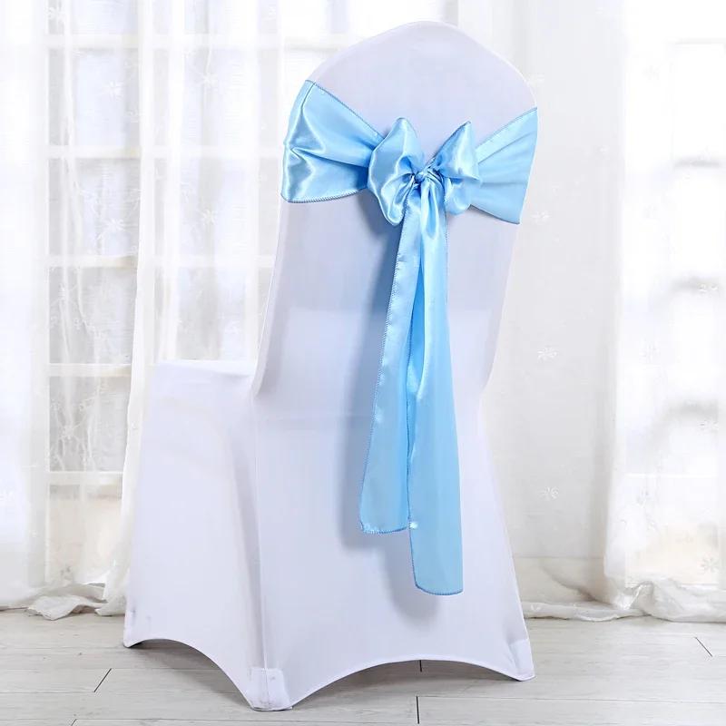 10pcs/50pcs Rose Gold Satin Chair Sash Tie Silk Wedding Chair Bow Ribbon Knot Belts For Party Event Hotel Banquet Decoration