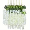 Elegant 12Pcs Artificial Wisteria Flower Vines, Wedding Party Garden Decor, Outdoor Office Wall Greenscape