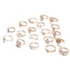 European & American Rhinestone 19-Piece Ring Set: Vintage Hollow Starburst & Teardrop Design