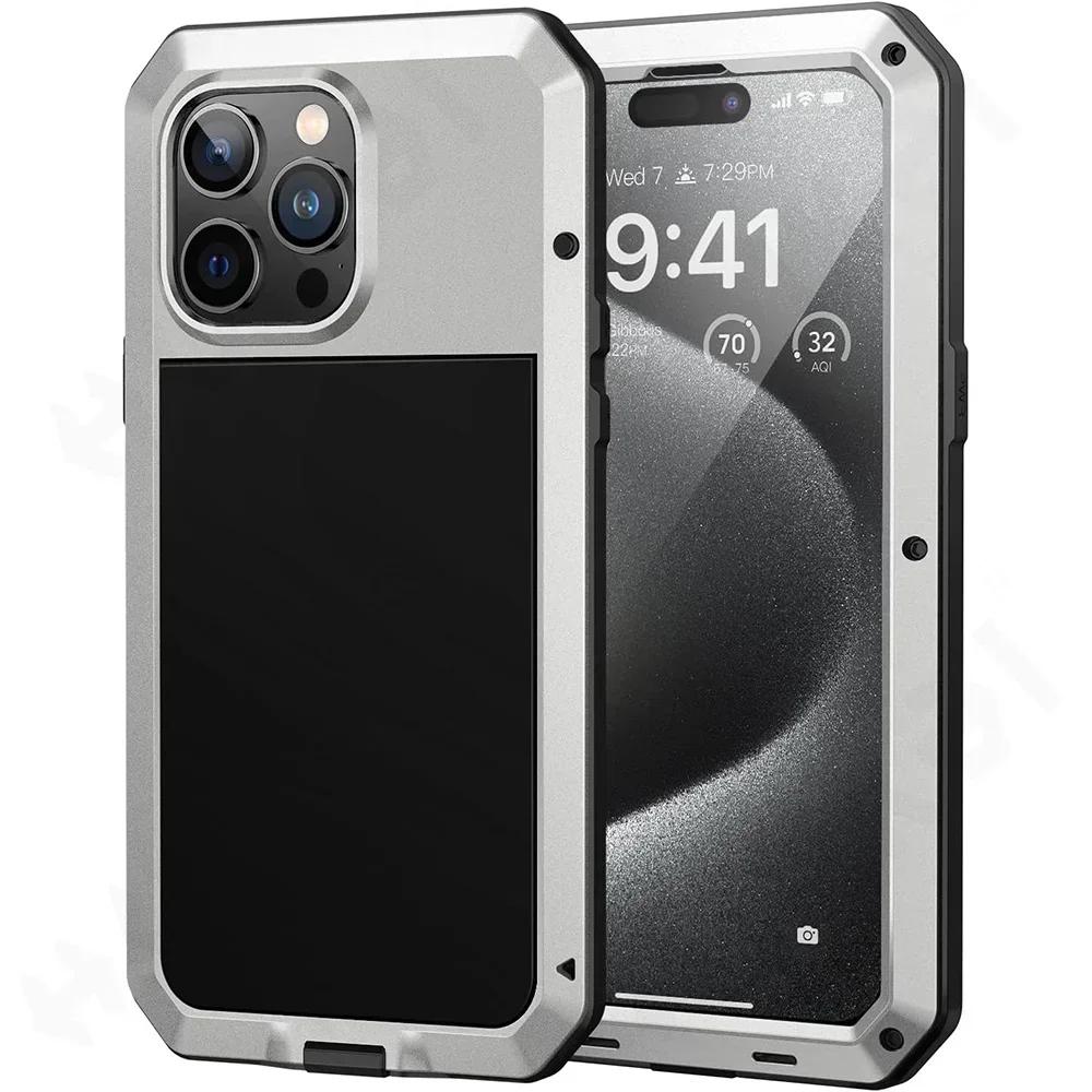 Hoesje Voor iPhone 17 16 15 14 13 12 11 Pro Max XS XR 8 7 Plus SE Metaal Heavy Duty 360 Volledige Body Schokbestendig Pantser Beschermhoes
