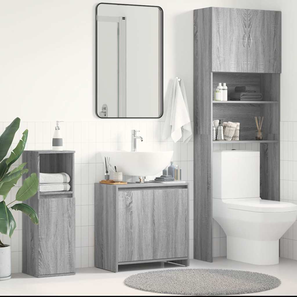 Bathroom Cabinet Gray Sonoma 60 x 33 x 61 cm Particleboard