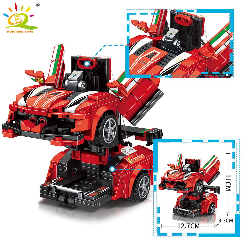 One Step Transfrom Racing Car Model Building Blocks 2in1 Robot Mecha Creative Bricks Set Children Toy For Kids Boy Game