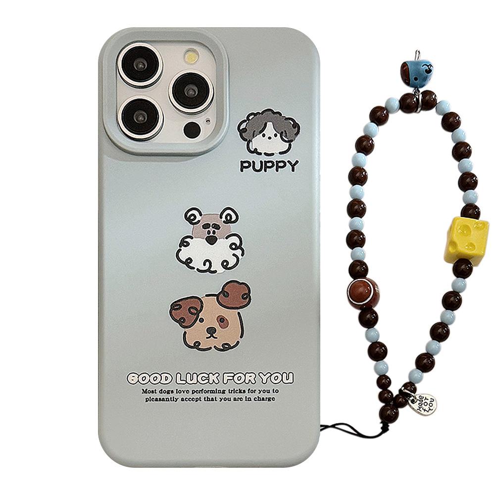 Funny Puppy Mobile Phone Case Suitable for Iphone17 Apple 15pro Max Lanyard 14 Suitable for 13 Niche 16