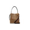 Town 26 Classic Presbyopia Canvas with Leather Bucket Bag Hand-held Shoulder Crossbody Bag Medium Women's Brown