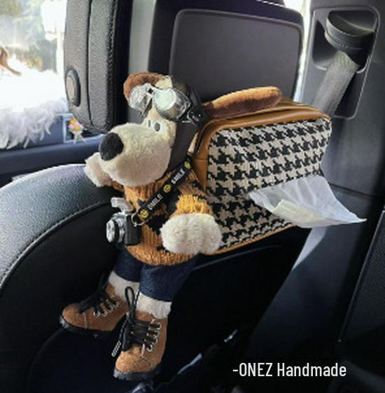 "Adorable Dog-Head Car Tissue Box for Interior Armrest"