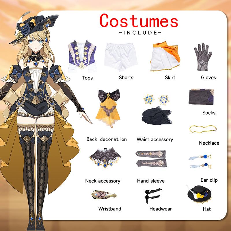 Ysir Navia Cos Costume Genshin Impact Fengdan Game Playing Costume Full Set of Anime Cosplay Female