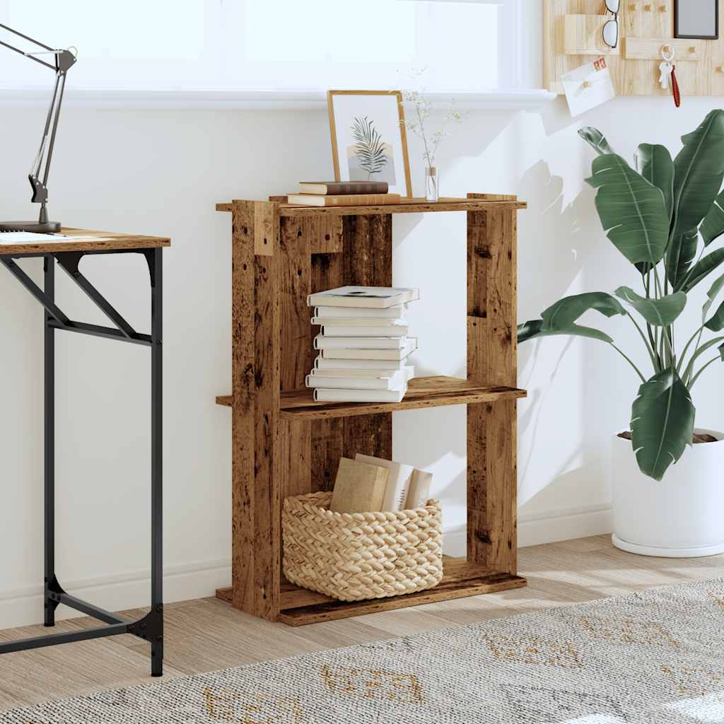 Bookshelf 3 Shelves Rustic Wood Effect 60 X 30 X 80 Cm Engineered Wood