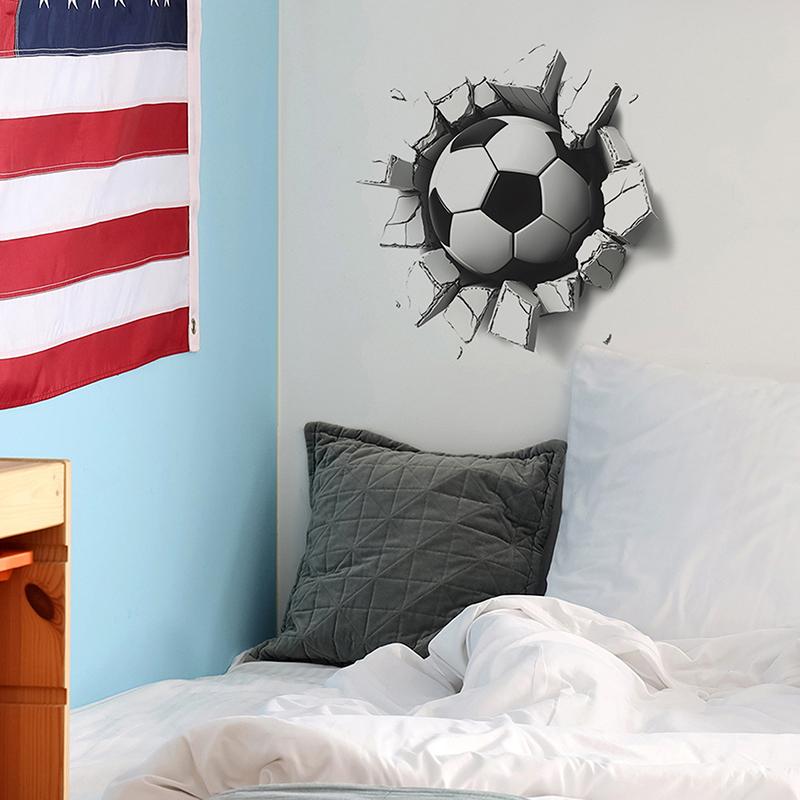 Autocollants muraux créatifs en forme de ballon de football, décoration de fond de chambre d'enfant, autocollant autocollant