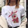 Fashion 2021 Christmas Women Clothes Cartoon Reindeer Short Sleeve T-shirt White Casual Xmas Tshirts