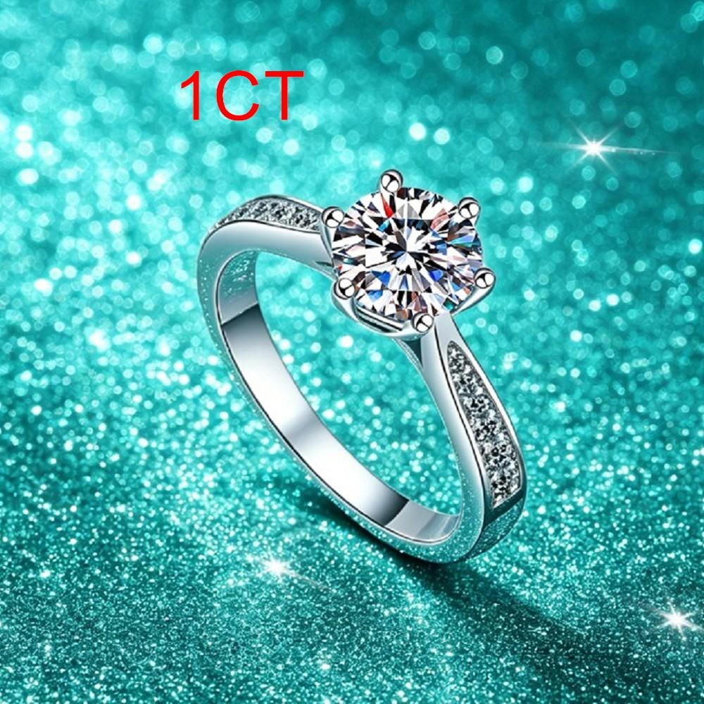 VENTFILLE  Copper Moissanite Classic Ring Diamond 0.5/1/2CT D Color For Women Engagement Wedding Band Jewelry