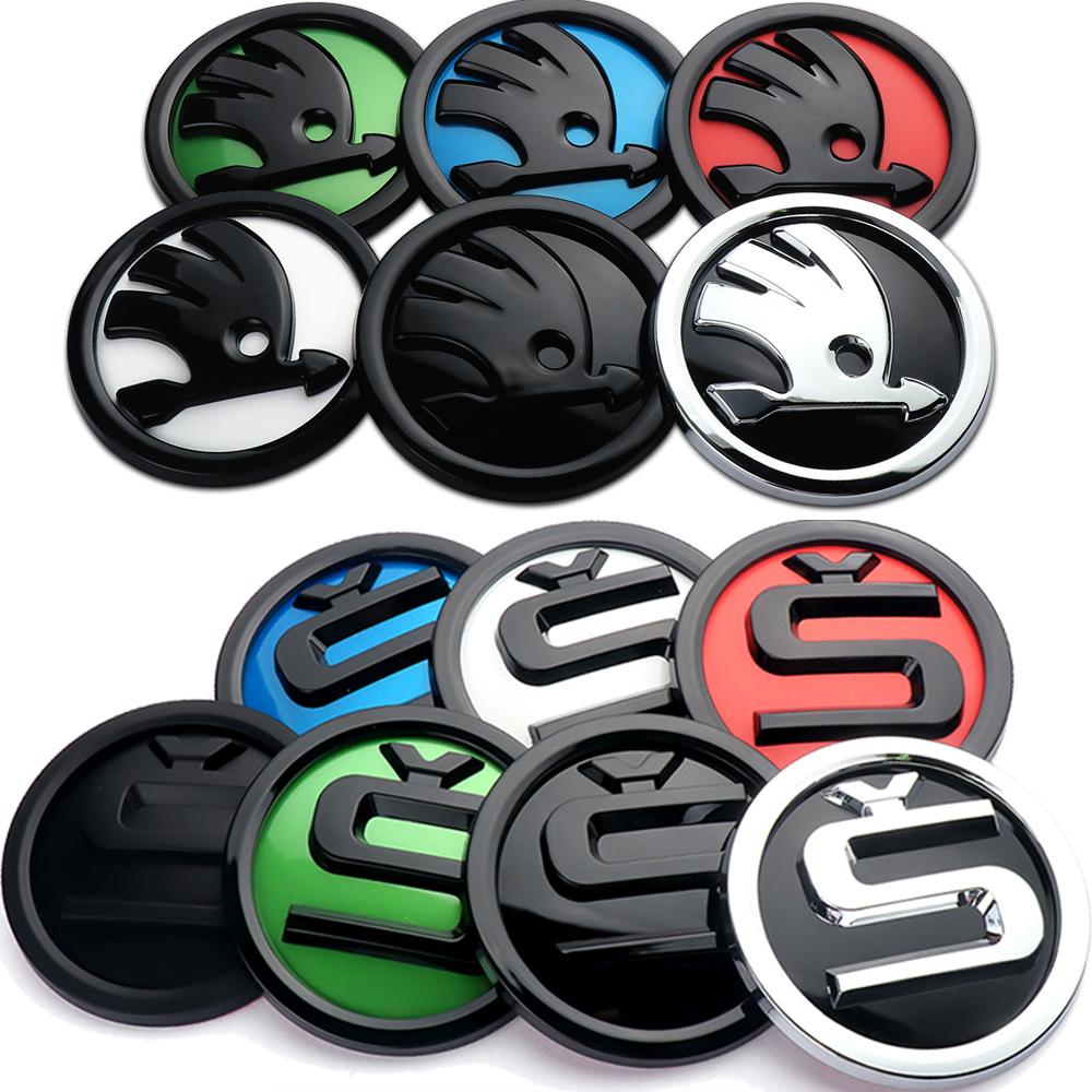 UUUV5 8/9/10cm ABS Car Front Hood Rear Trunk Badge Sticker for Skoda Octavia Rapid Fabia S Superb Kodiaq Scala Karop Kamiq Yeti Citigo
