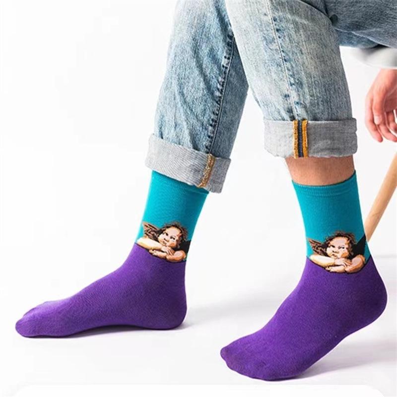 Damen Socken Lustig Niedlich Cartoon Früchte Avocado Ei Ölgemälde Van Gogh Streifen Fröhlich Japanisch Harajuku Skateboard Socken