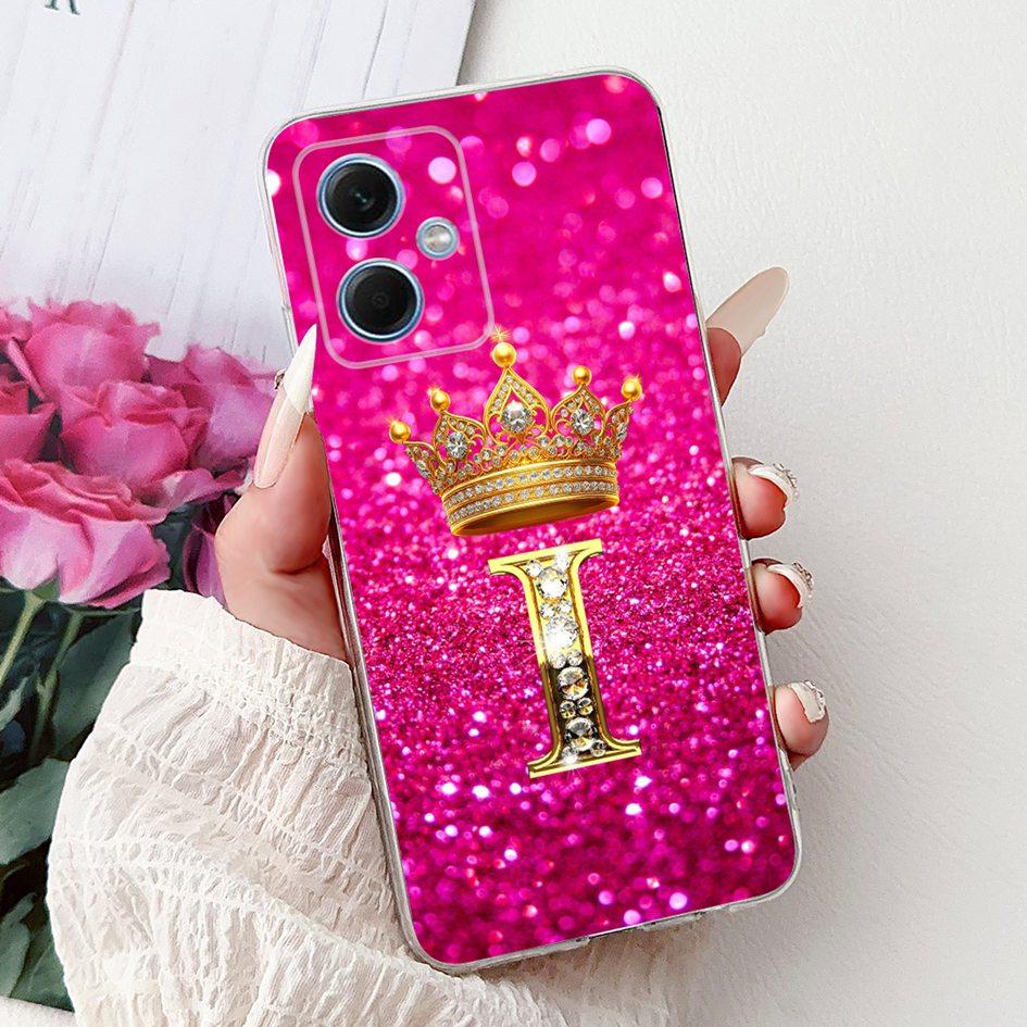 For Xiaomi Redmi Note 12 5G Case Lovely Crown Letters Transparent Silicone Soft Slim Cover For Redmi Note 12 Pro Plus Phone Bags