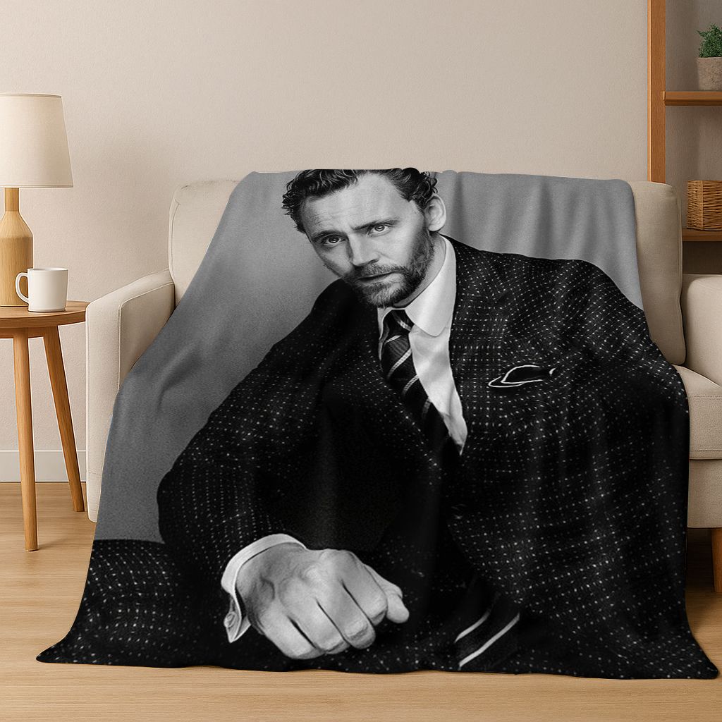 3D Sztuka Toma Hiddlestona Aktor Gwiazda Koc Flanelowy, Przytulny Miękki Koc do Domu Sypialni Łóżka Sofy Pikniku Biura Pokrowiec Prezent dla Dzieci