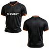 Herren Casual Raglanärmel Mode Top Kurzarm Deutschland Fußball Grafikdruck V-Ausschnitt Trikothemd für den Alltag