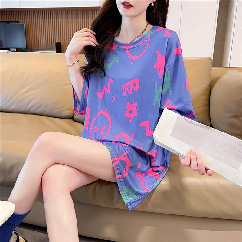 T-shirt d'été à imprimé vintage Mode Femme Oversize Graphique T-shirts Longs Y2k Tops Harajuku hip hop Streetwear jeunesse