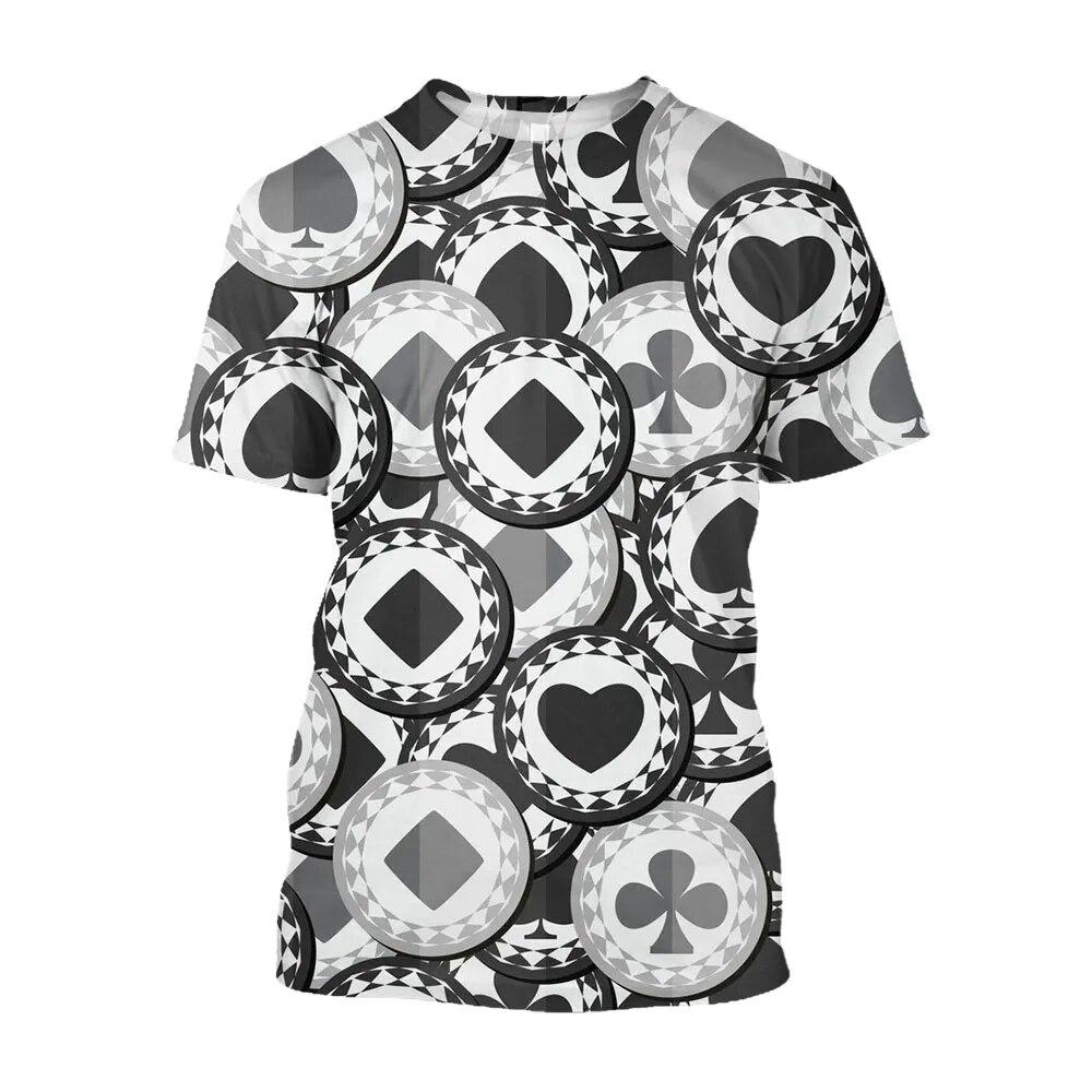 T-shirt Estetiche Stampate con Carte da Gioco 3D alla Moda Uomo Magliette Grafiche Divertenti da Casinò Abbigliamento Harajuku Top a Maniche Corte