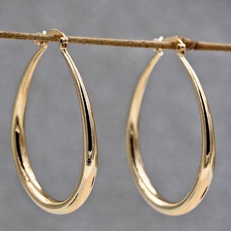 Gold Color Women Earrings Fashion Smooth Hoop Earrings for Women Engagement Wedding Jewelry Gift
