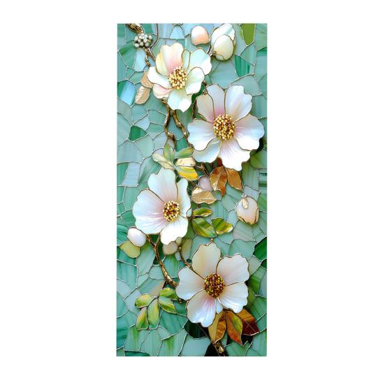 Floral Window Privacy Film Removable Static Cling Privacy Protection Film Decorative Waterproof Window Film for Home Bathroom Kitchen