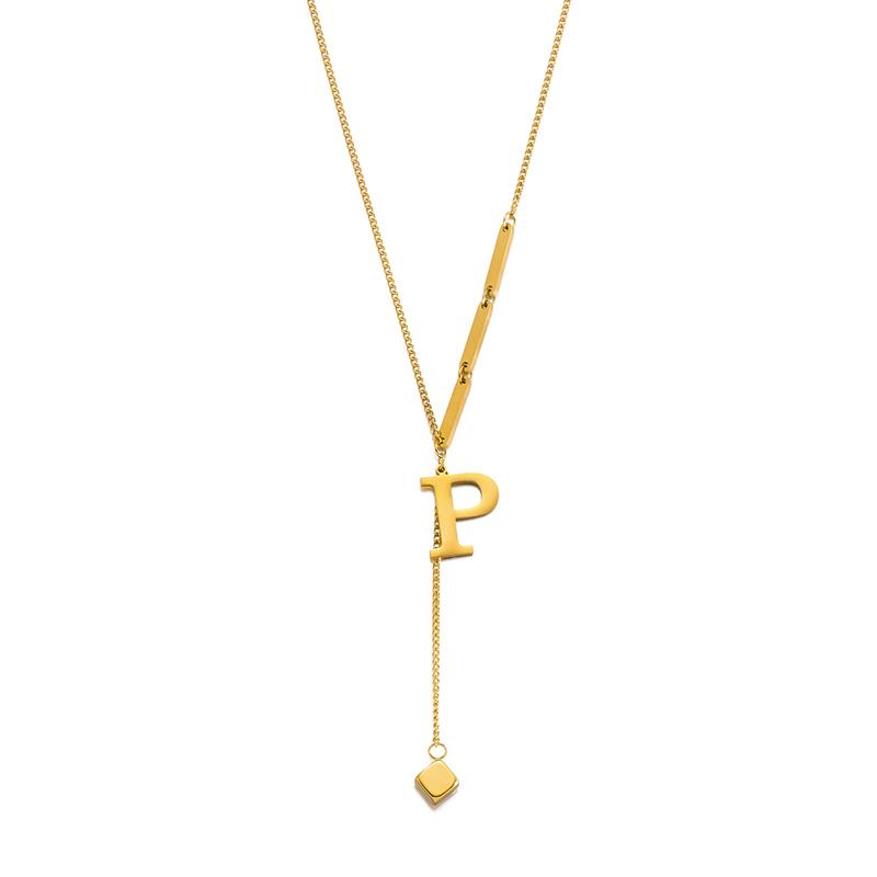 316L Stainless Steel A-Z Initial Letter Pendant Necklace for Women Chain Alphabet Clavicle Necklaces Birthday Jewelry Gift
