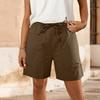 Pantalones Cortos Casuales de Moda para Mujer con Bolsillo y Cordón Ajustable de Color Sólido