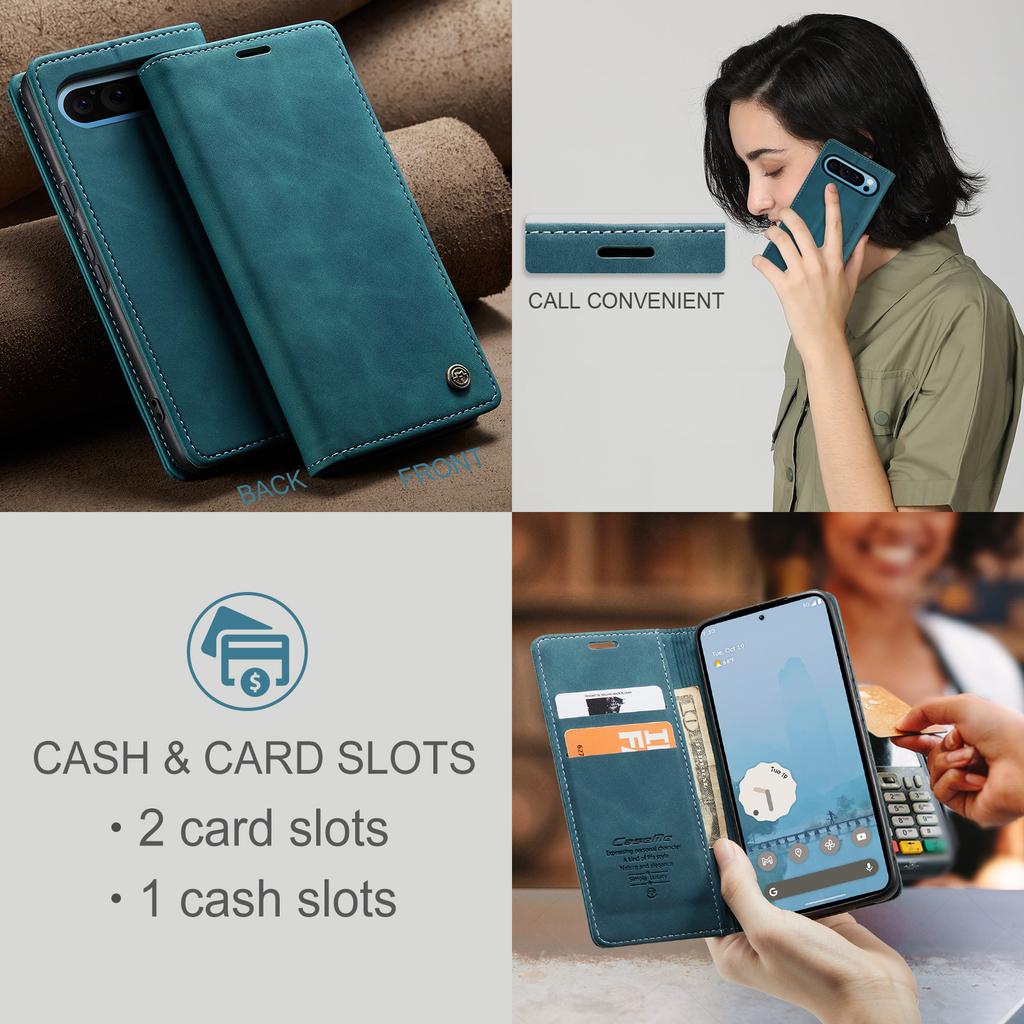 Lyxigt Retro Fodral för Google Pixel 10 Pro XL Flera Kortfack Ställfunktion Telefonskal för Pixel 9 Pro XL 9a Läderplånbok